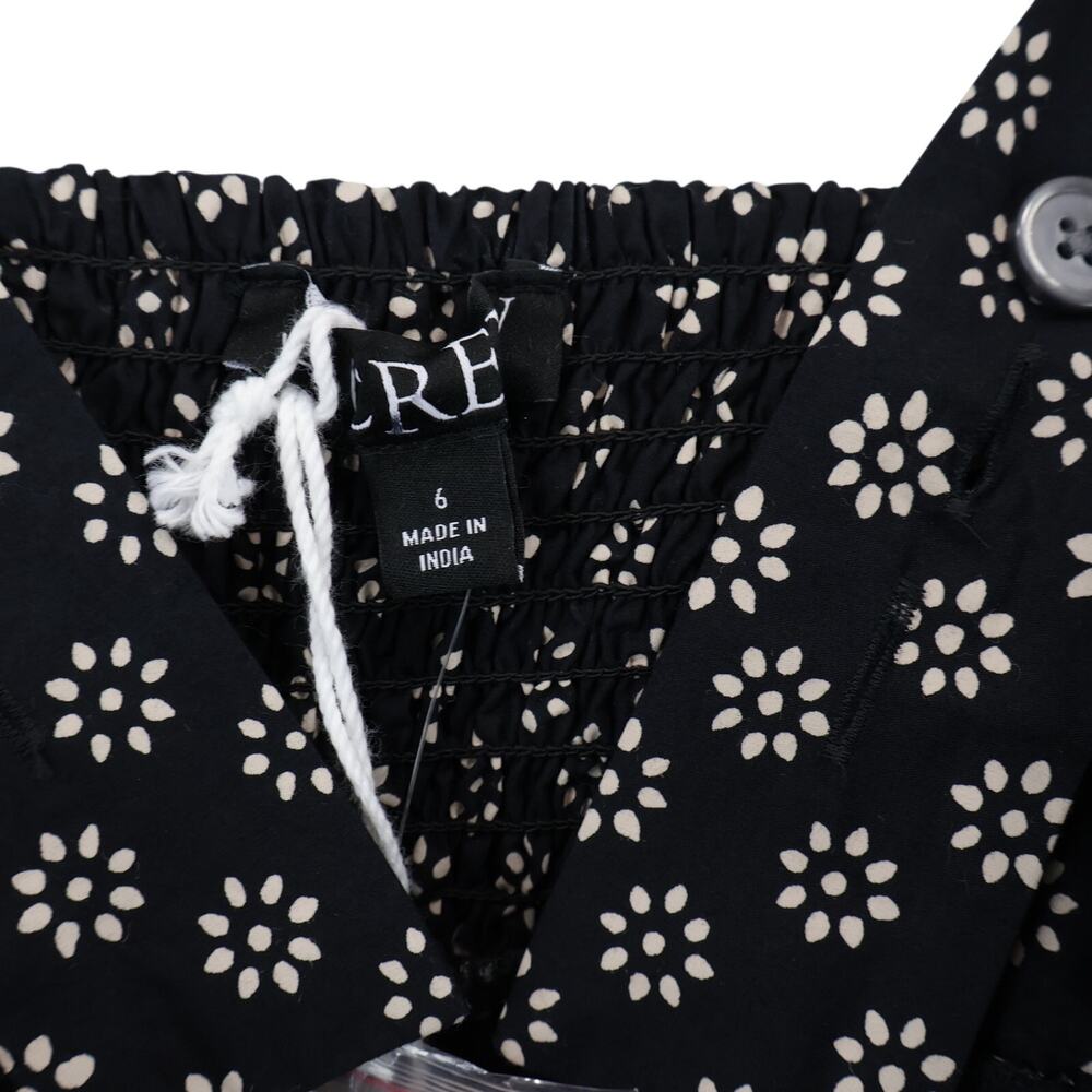NWT J.Crew Square Neck Cotton Poplin Midi Dress Block Print Faded Black Size 6 - Picture 8 of 10
